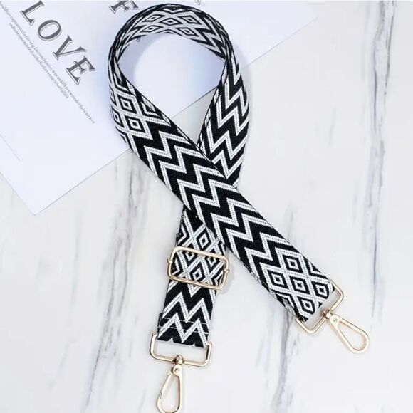 Shoulder Bag Strap Adjustable Replacement Accessory Black and White or Beige - Picture 1 of 12